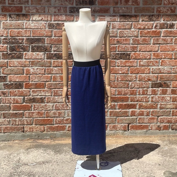 Cha Cha Vente black/blue houndstooth print midi skirt / 2X / Excellent condition - Picture 5 of 12